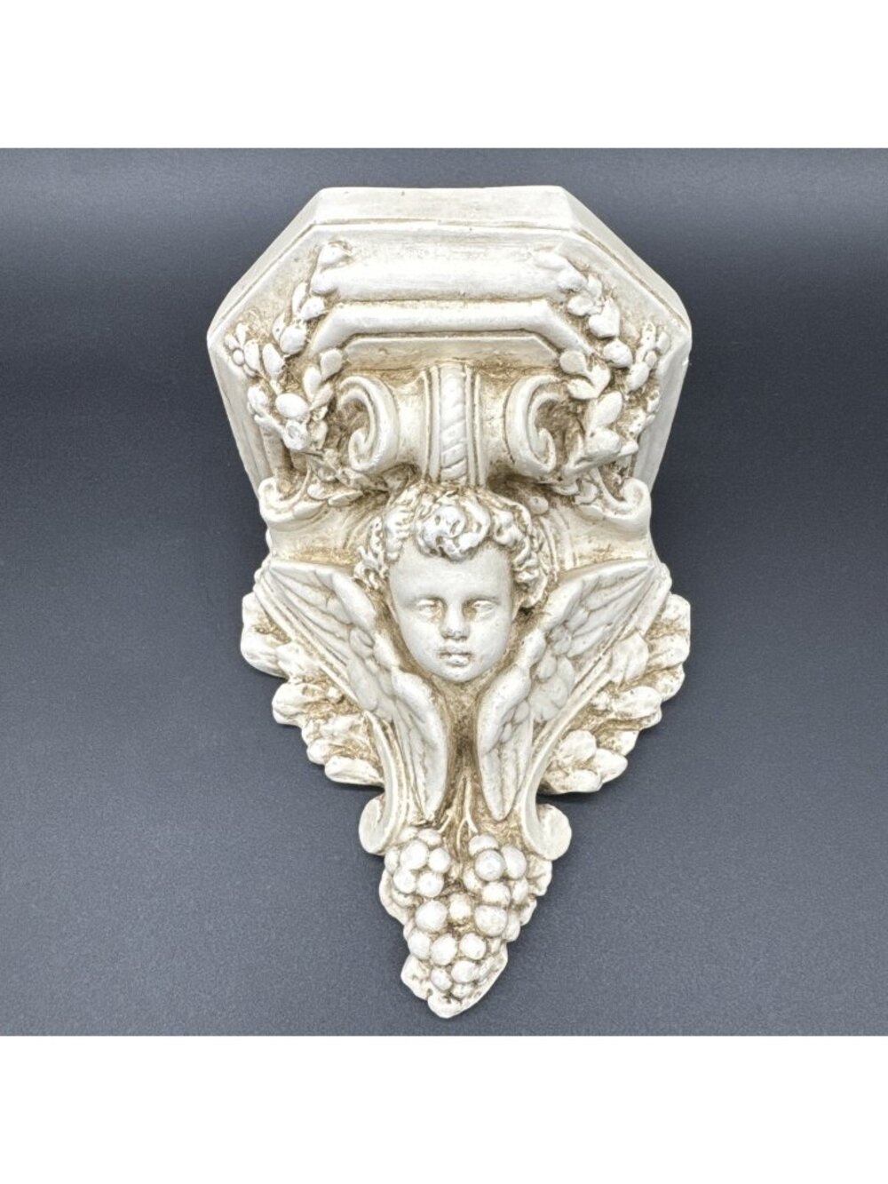 Vintage Angel Cherub Ornate Chalkware Wall Shelf Gallery Sconce Decor